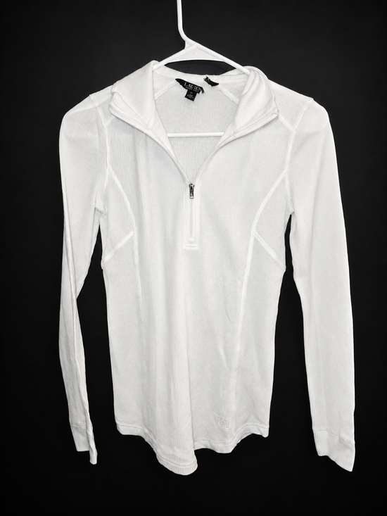 Ralph Lauren Tops - Sample!!Ralph Lauren Cream Ribbed Long Sleeve Top Sz Sm